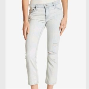 Current/Elliott The Cropped Straight Jeans Channon Destroy Light Wash 27
